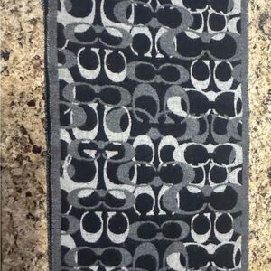 Coach Black and Gray Merino Wool Scarf Monogram